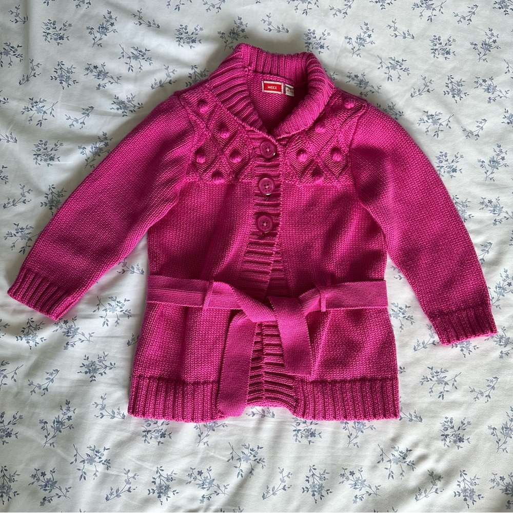 Mexx Girls' Knit Belted Cardigan - Hot Pink